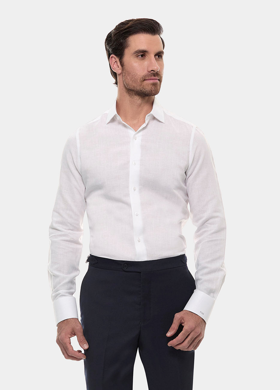 CAMISA LINO FIL A FIL BLANCO Havoc