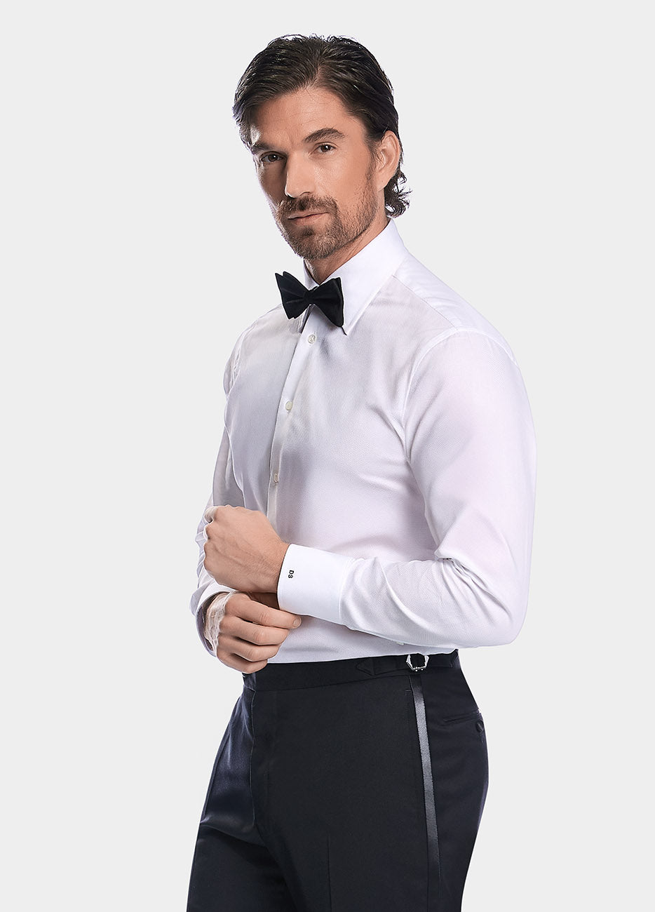 Camisa Lisa Microdiseño Blanco 100% Algodón