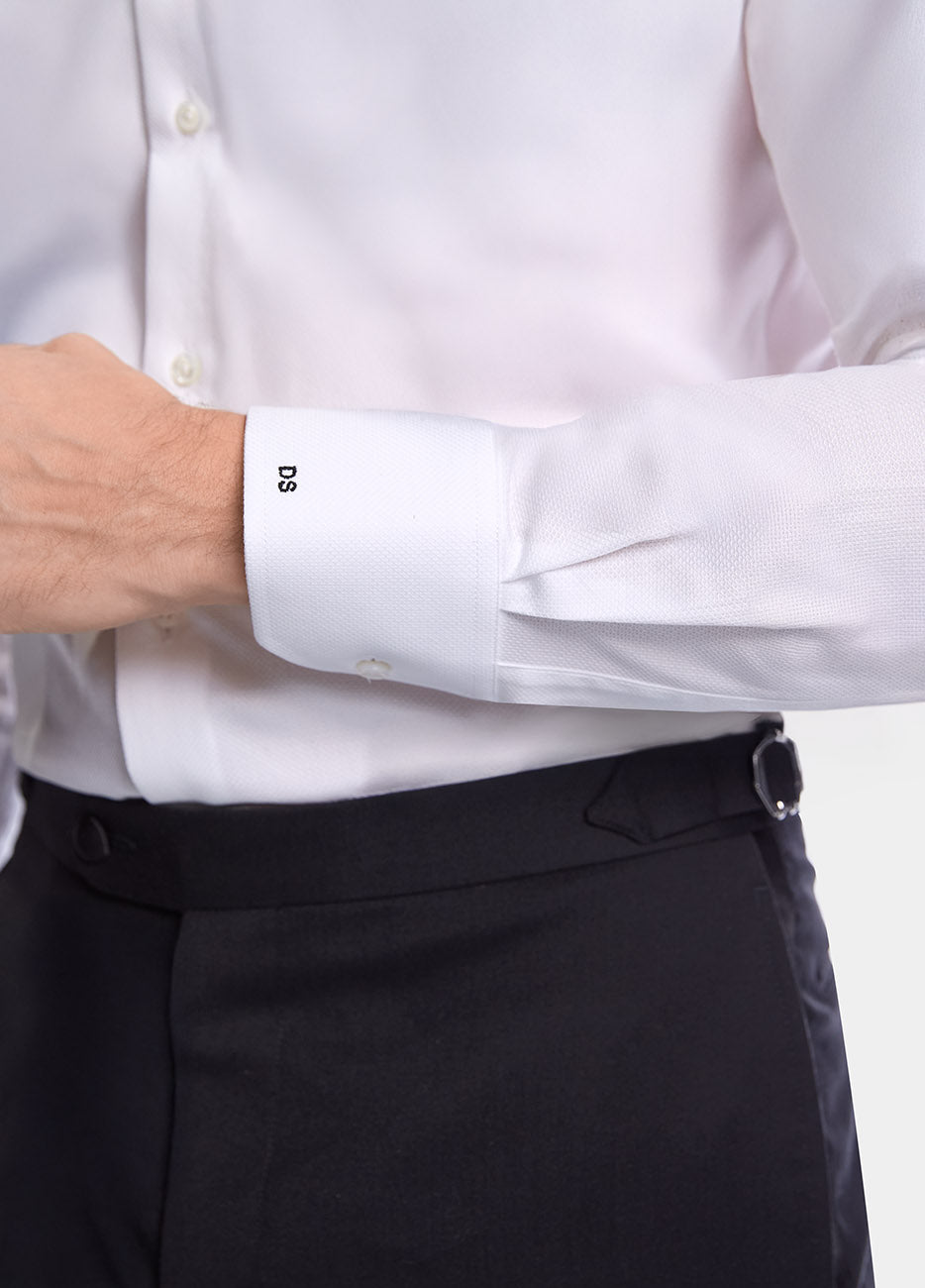 Camisa Lisa Microdiseño Blanco 100% Algodón