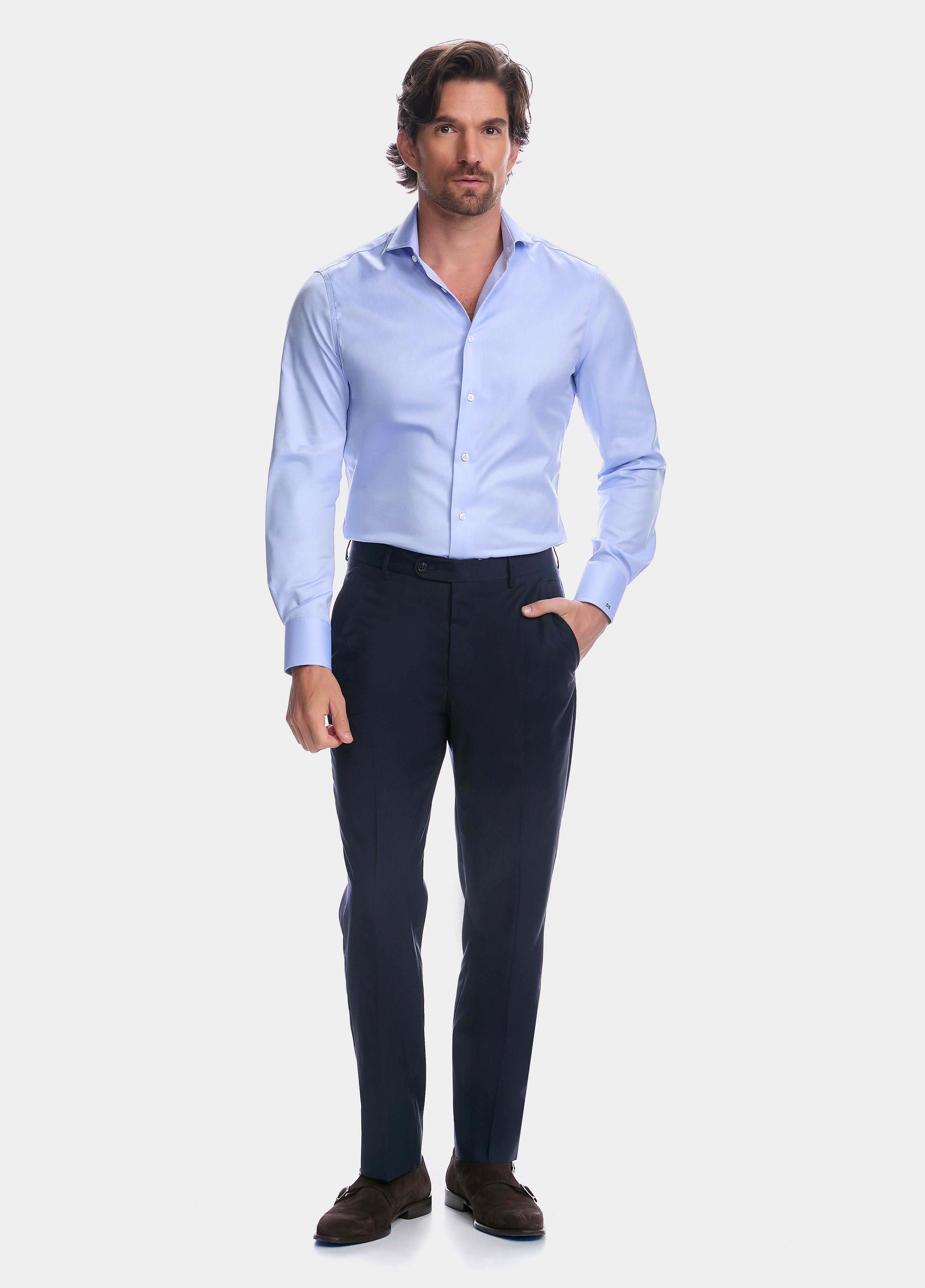Camisa Azul Microdiseño Non Iron