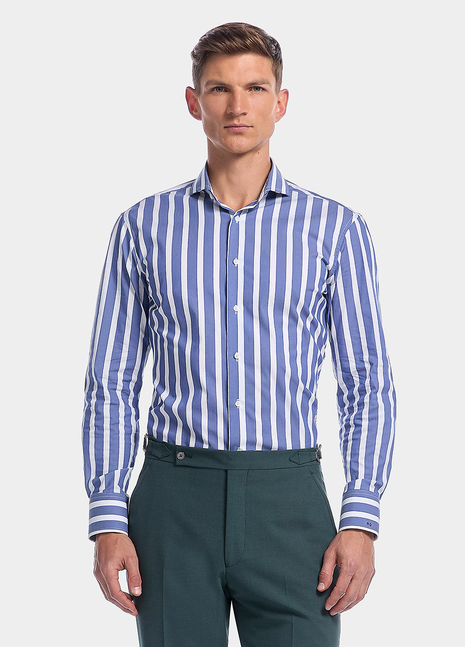 Havoc Camisa Rayas Azul Medio Algodón