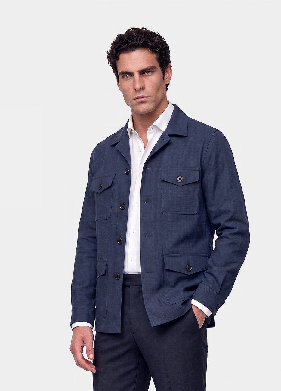 Sobrecamisa Liso Azul De Lana, Coolmas Y Polieste