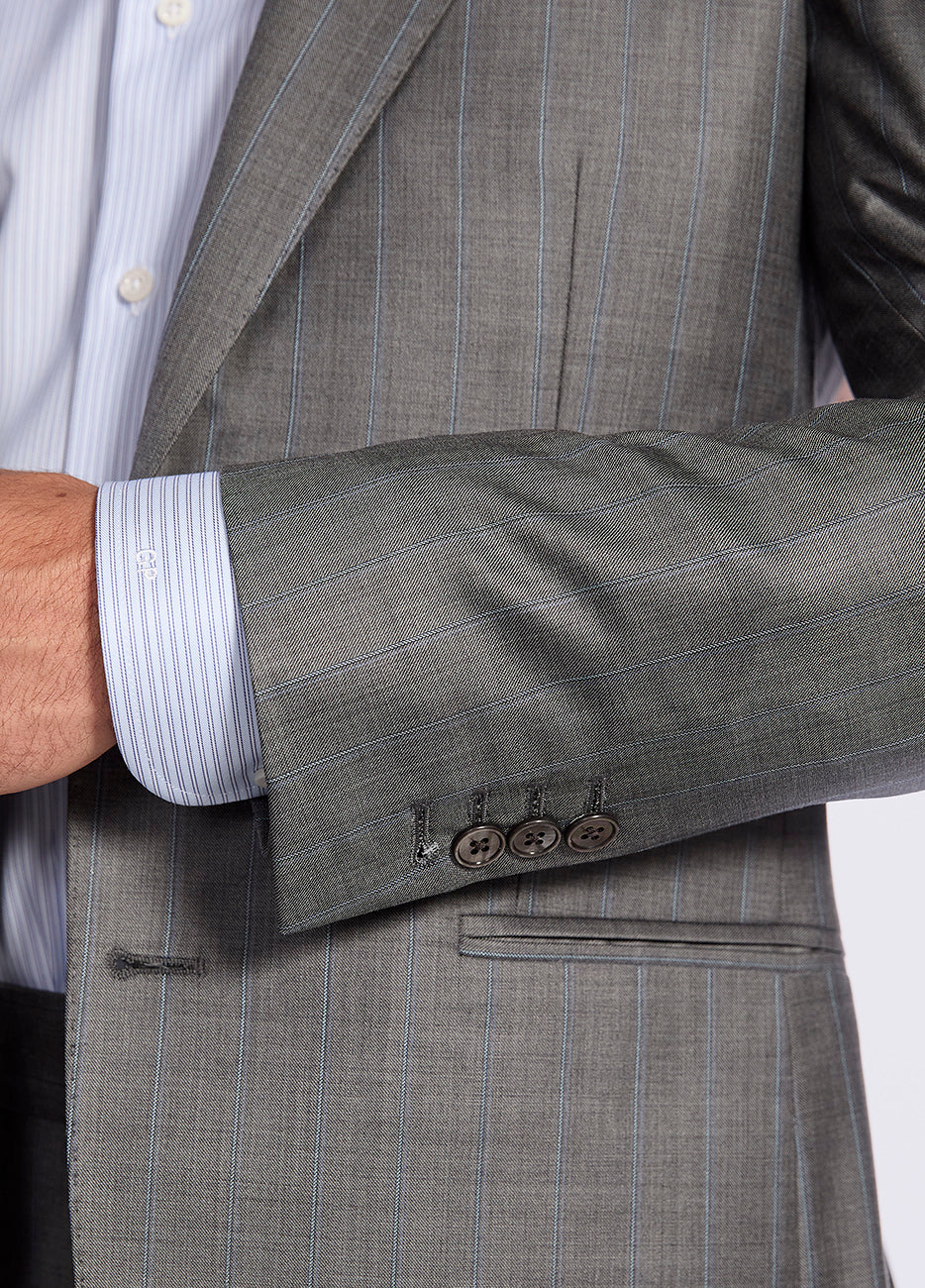 HAVOC Traje Gris Oscuro Linea Azul