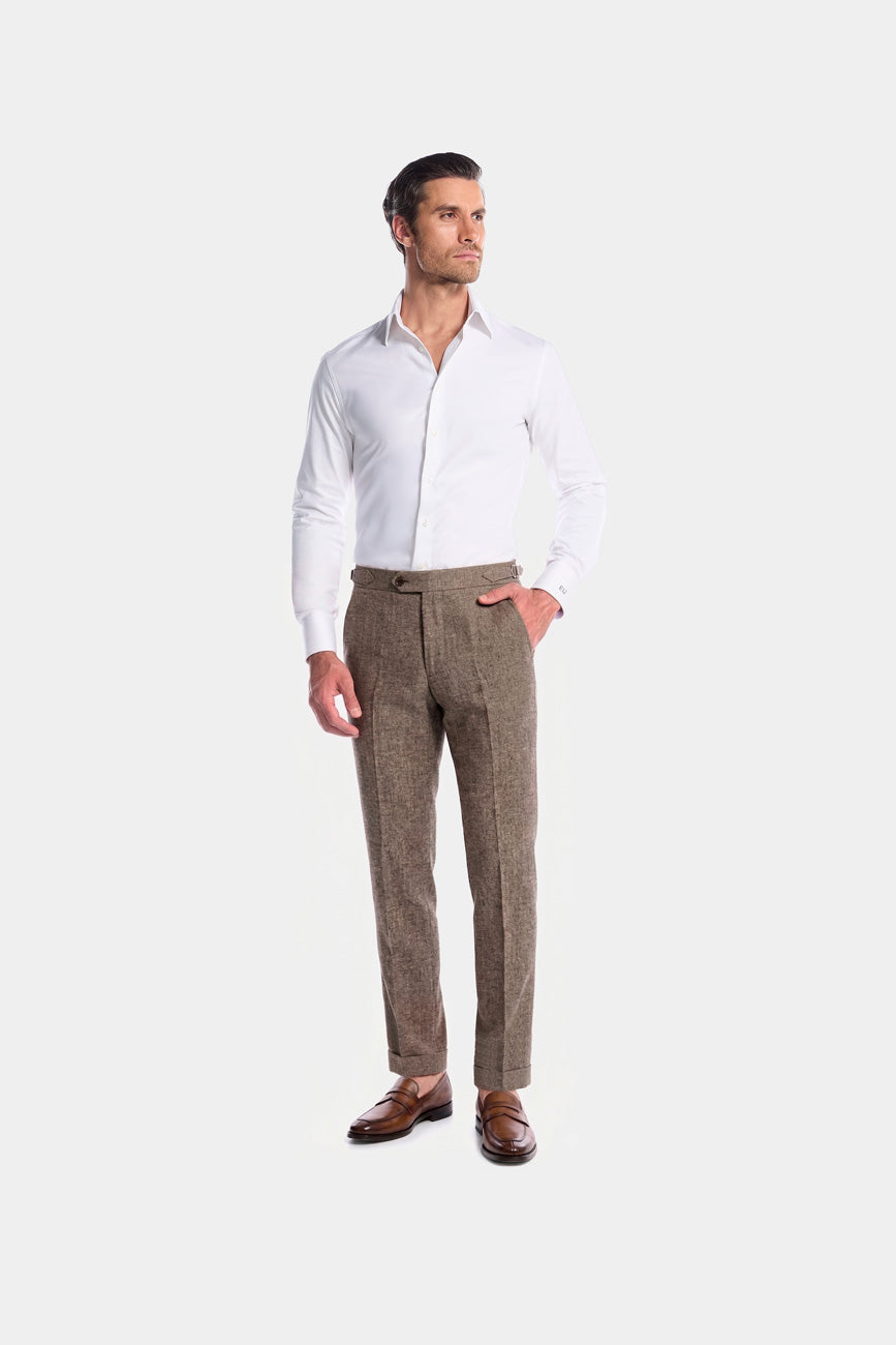 HAVOC Pantalón Beige De Lino, Viscosa Y Spandex