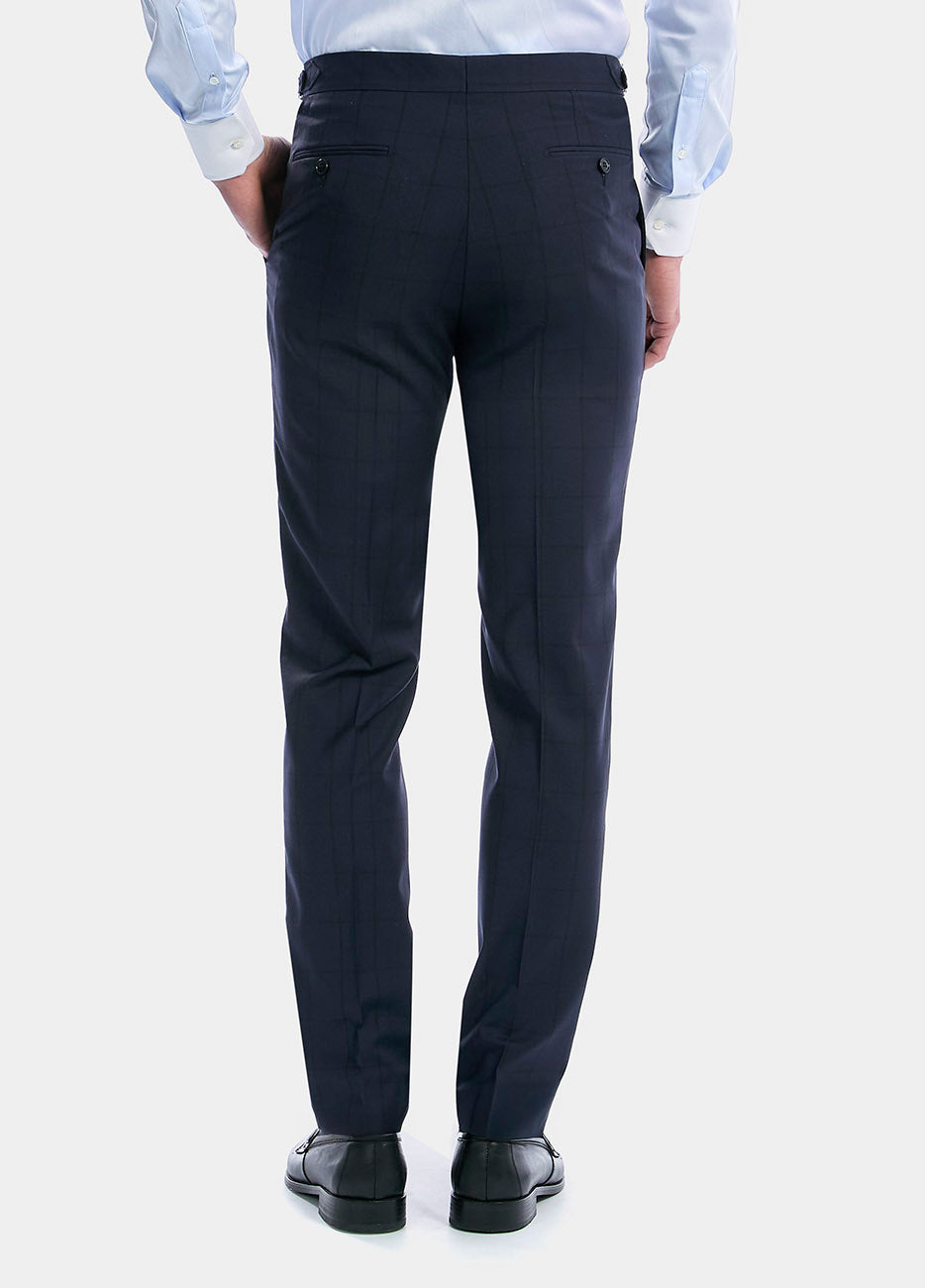 Pantalón Cuadro Azul Con Lineas Negras