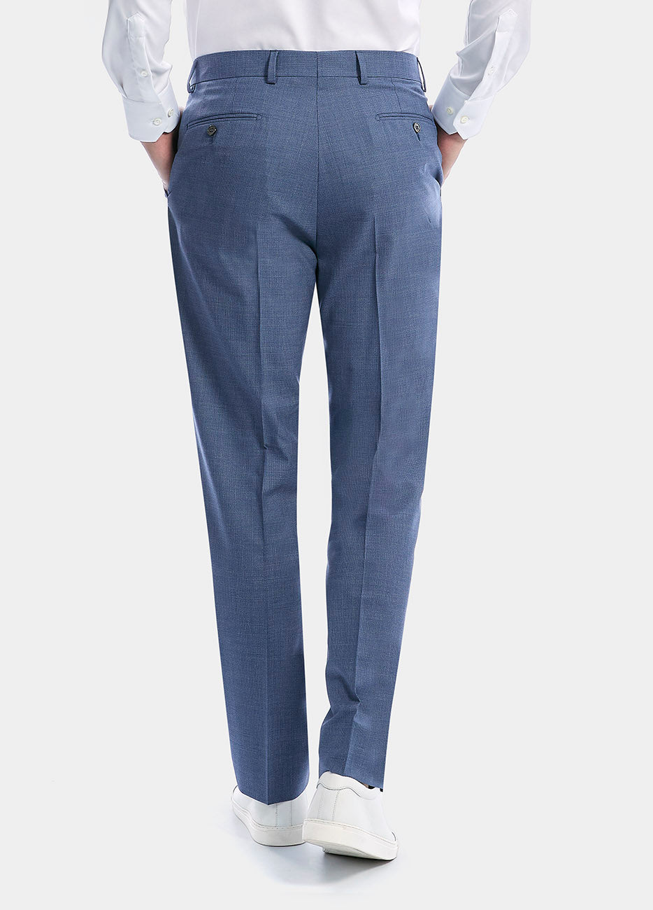 Havoc Pantalón Azul Microdiseño Lana Y Seda