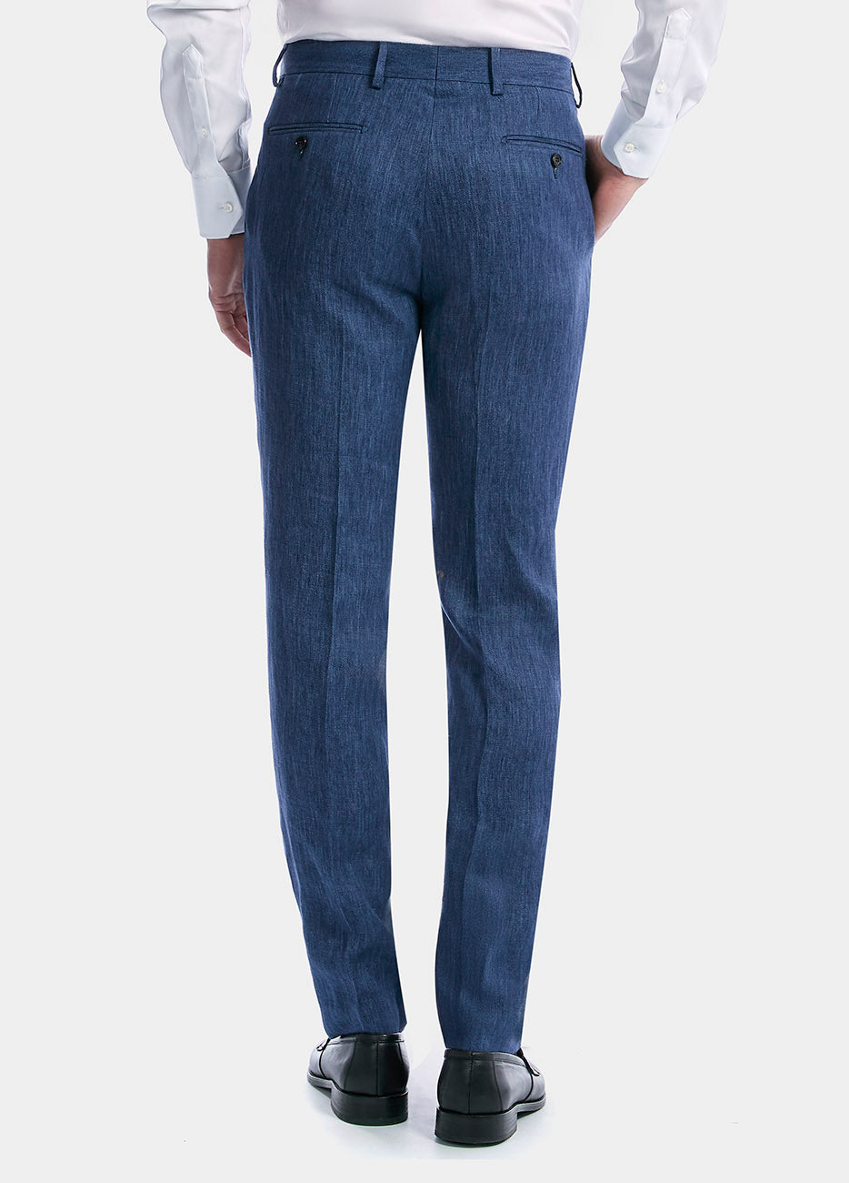 HAVOC Pantalón Smoking Denim Azul  Lino