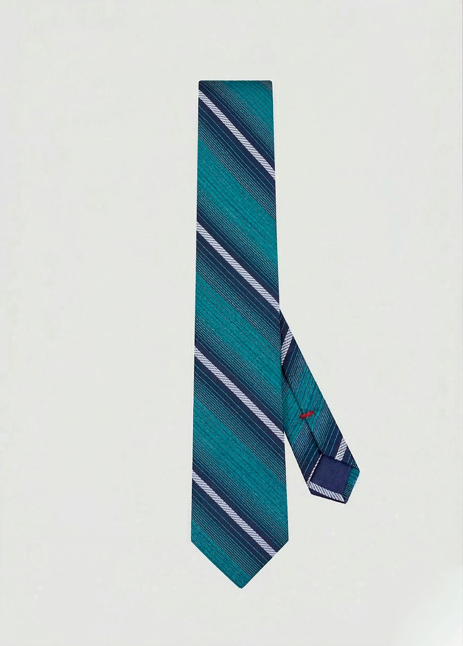 HAVOC Corbata Con Líneas Diagonales En Punto Verde, Azul Y Blanco