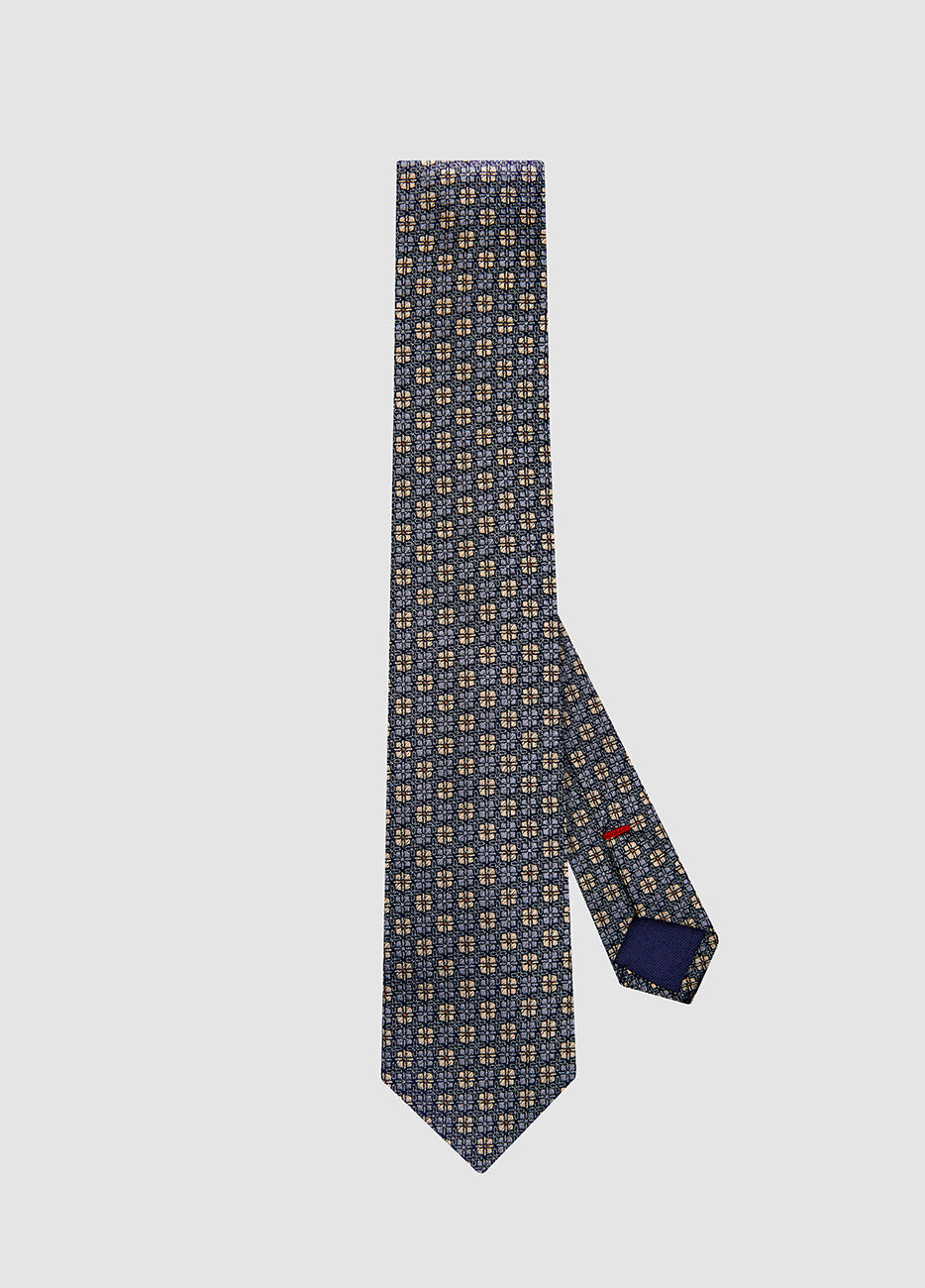 Corbata Flor Jaquard Plata