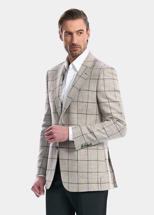 Saco Beige Con Lineas Cafés