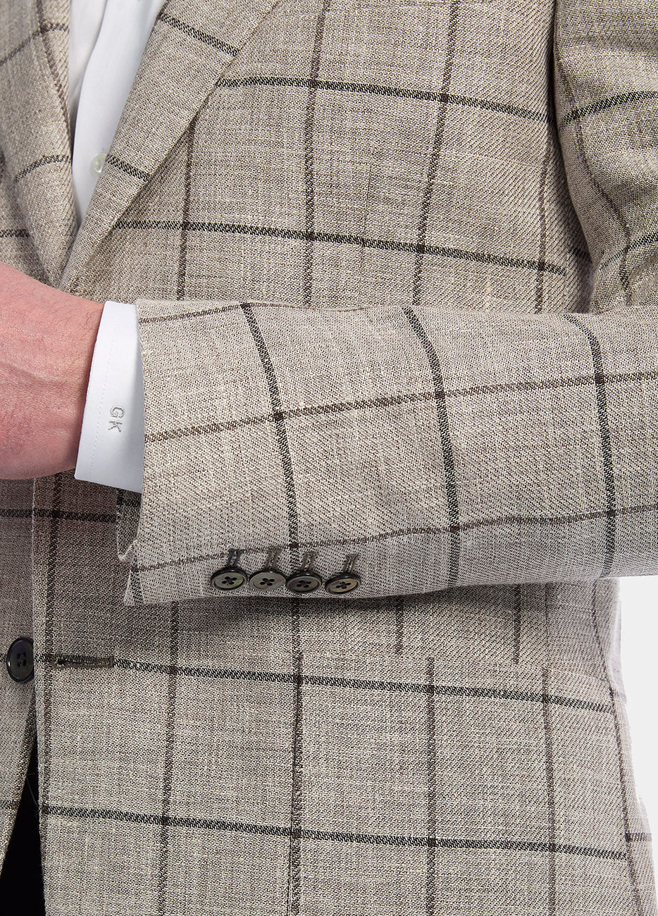 Saco Beige Con Lineas Cafés