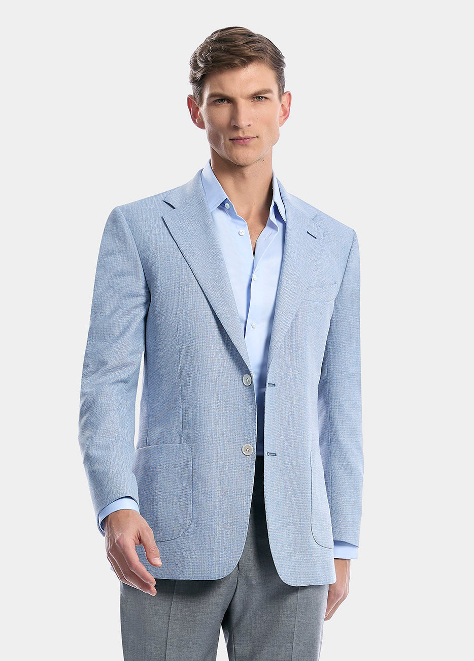 HAVOC Saco Smoking Microdiseño Azul Con Blanco Lana
