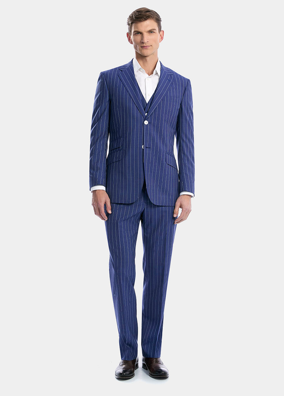 Blazer Raya Diplomática Azul Índigo Y Blanco