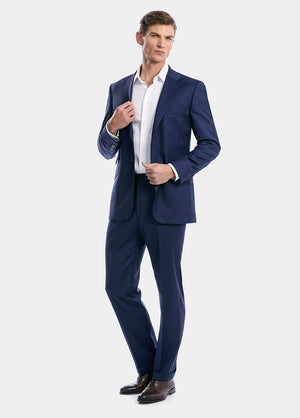 Traje Espiga Azul Cobalto Lana Y Seda