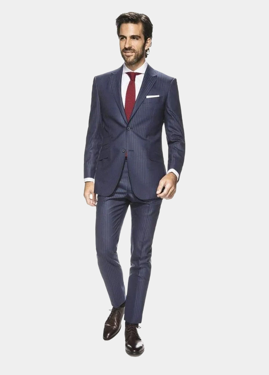 Traje Azul Marino Con Rayas De Palmita