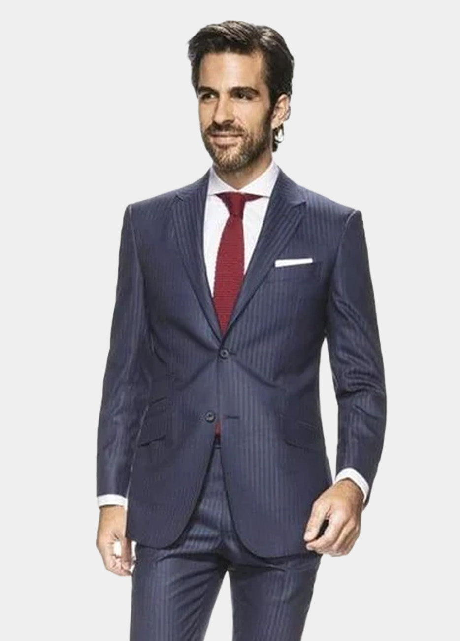 Blazer Azul Marino Con Rayas De Palmita