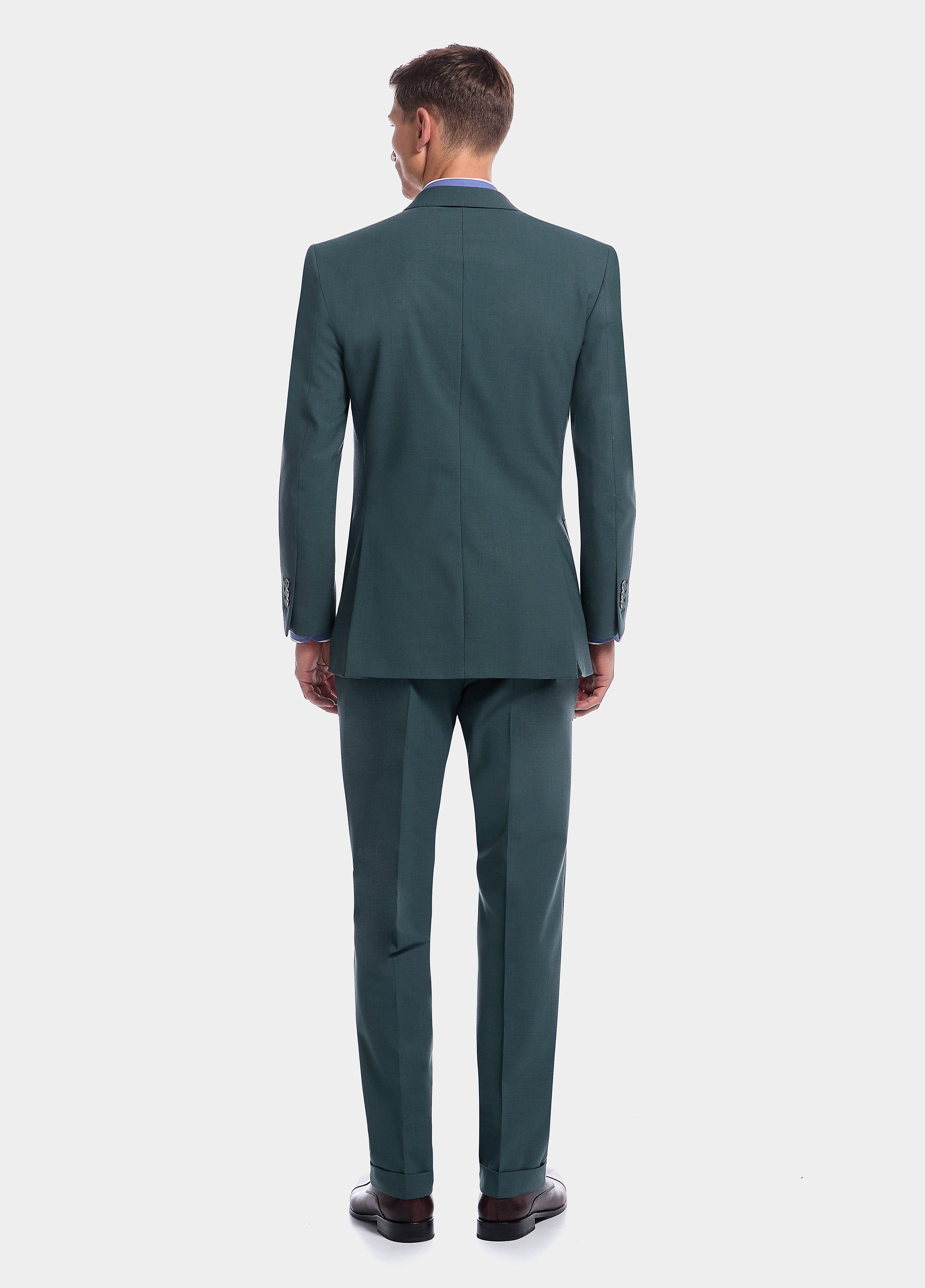 Traje Verde Liso De Lana Peinada