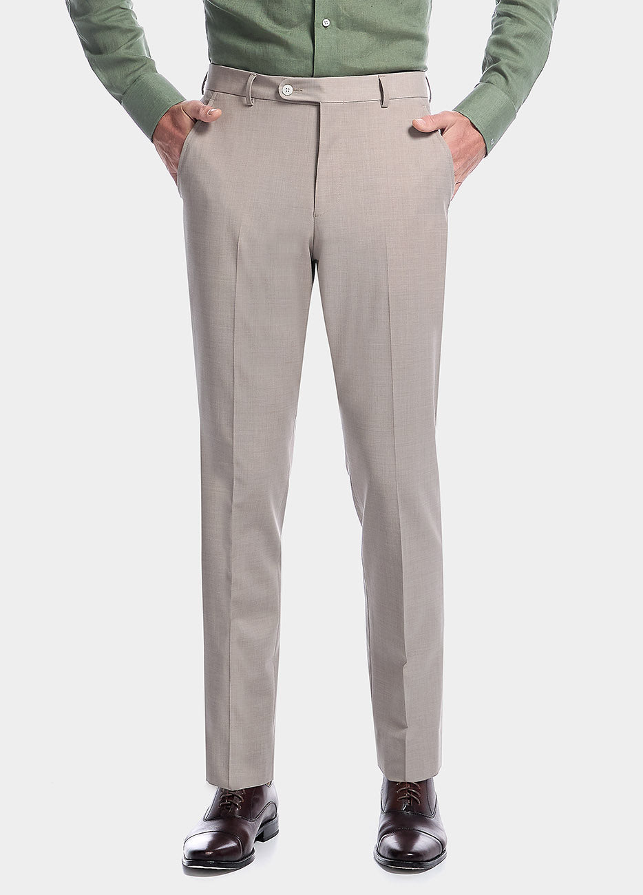 Pantalón Beige De Lana Peinada