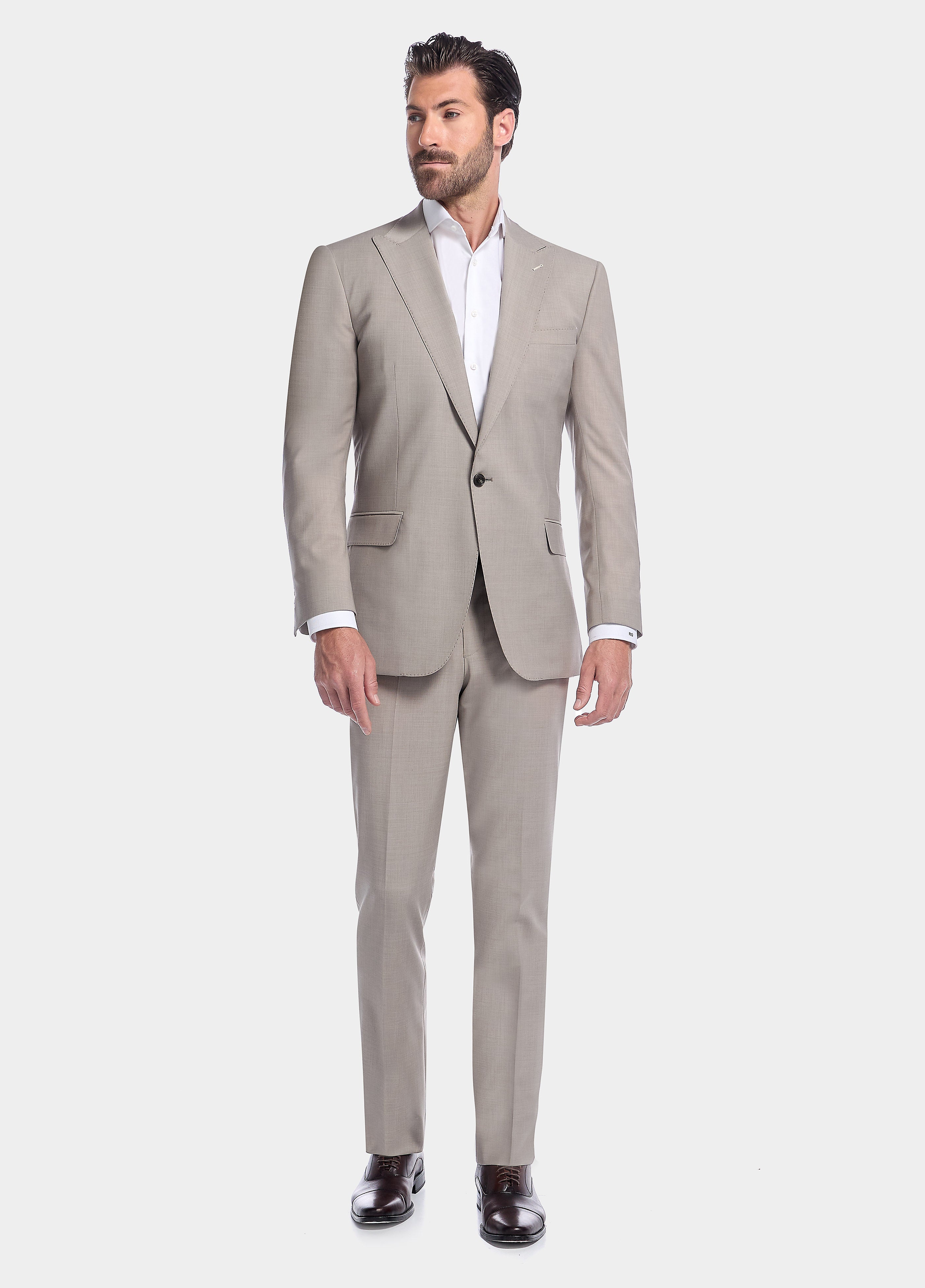 Traje Beige De Lana Peinada