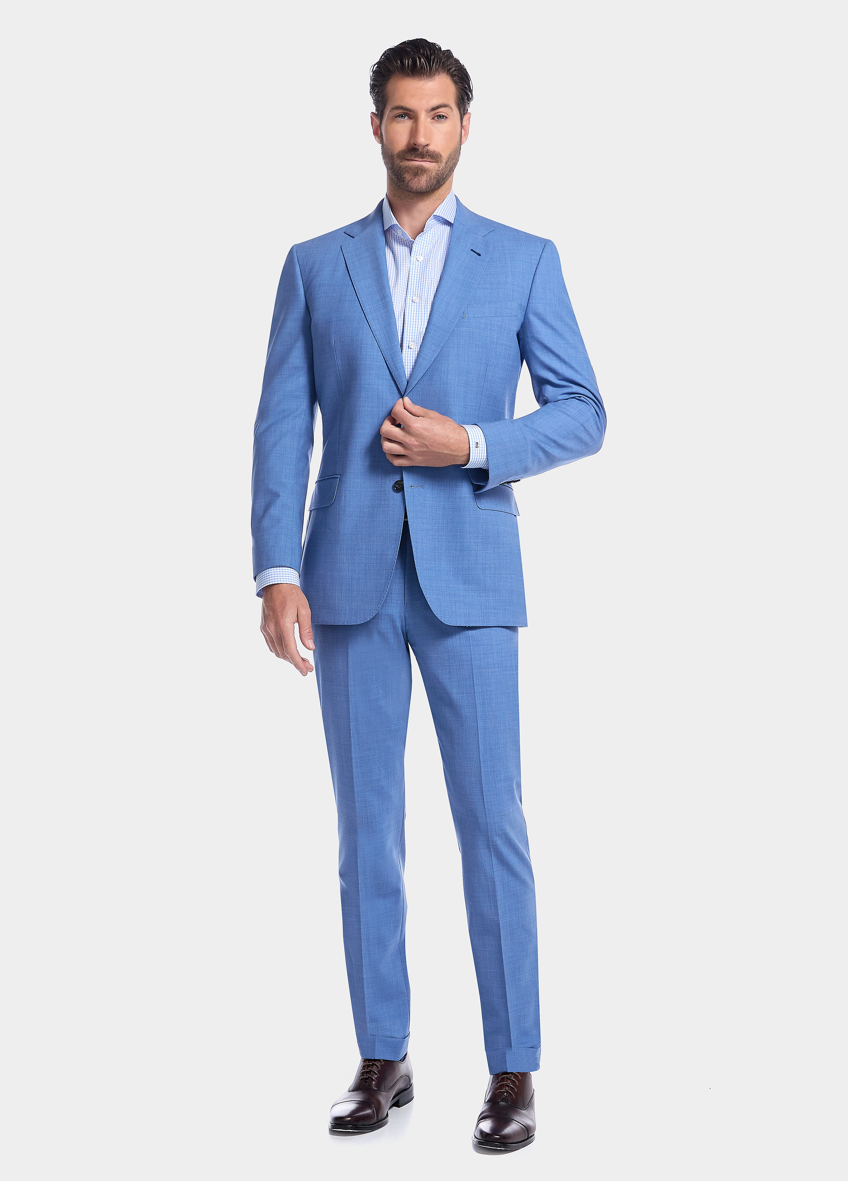 Traje Liso Azul Cielo Lana Peinada