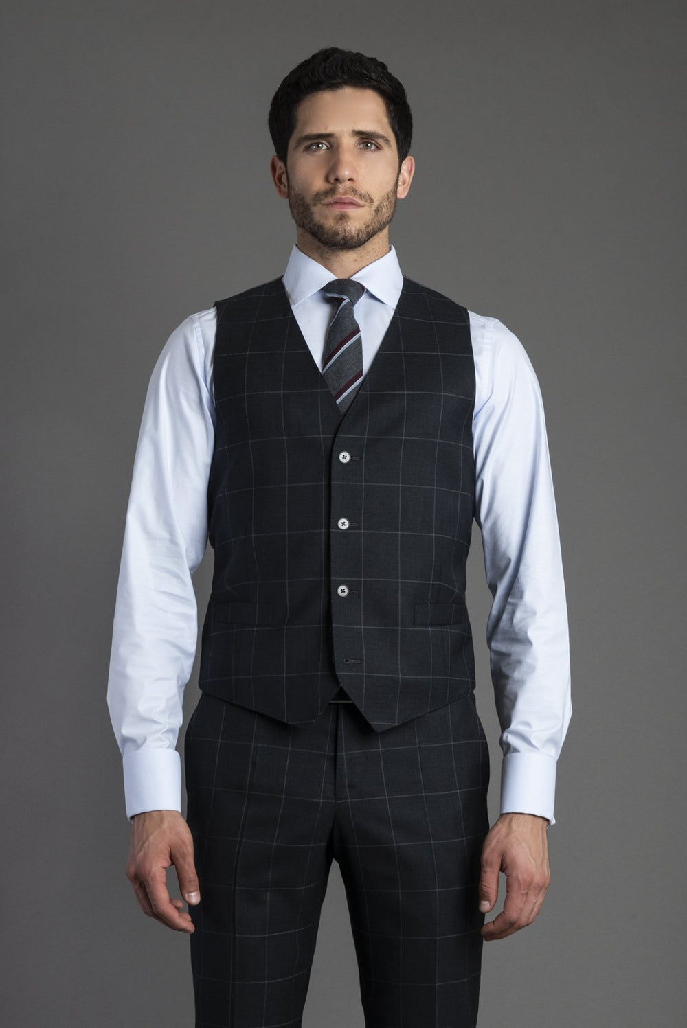 HAVOC Chaleco Cuadro Ventana Gris Oscuro