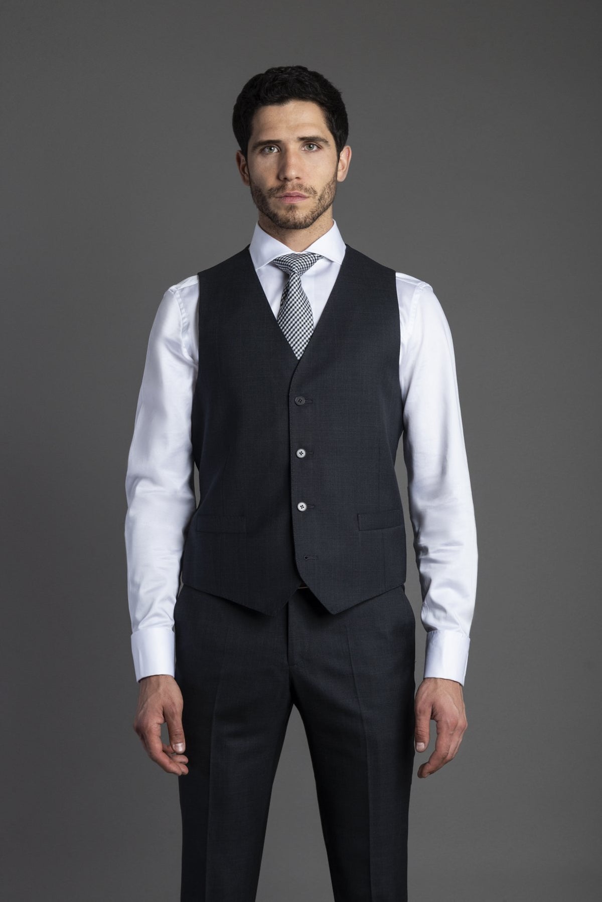 Chaleco Cuadro Gris Oxford Línea Gris| HAVOC