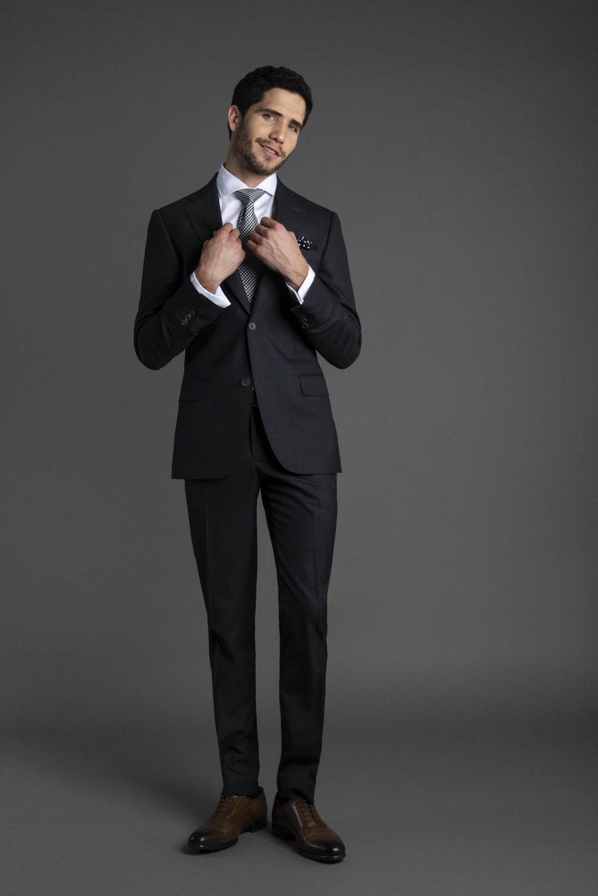 Traje Cuadro Gris Oxford Línea Gris| HAVOC