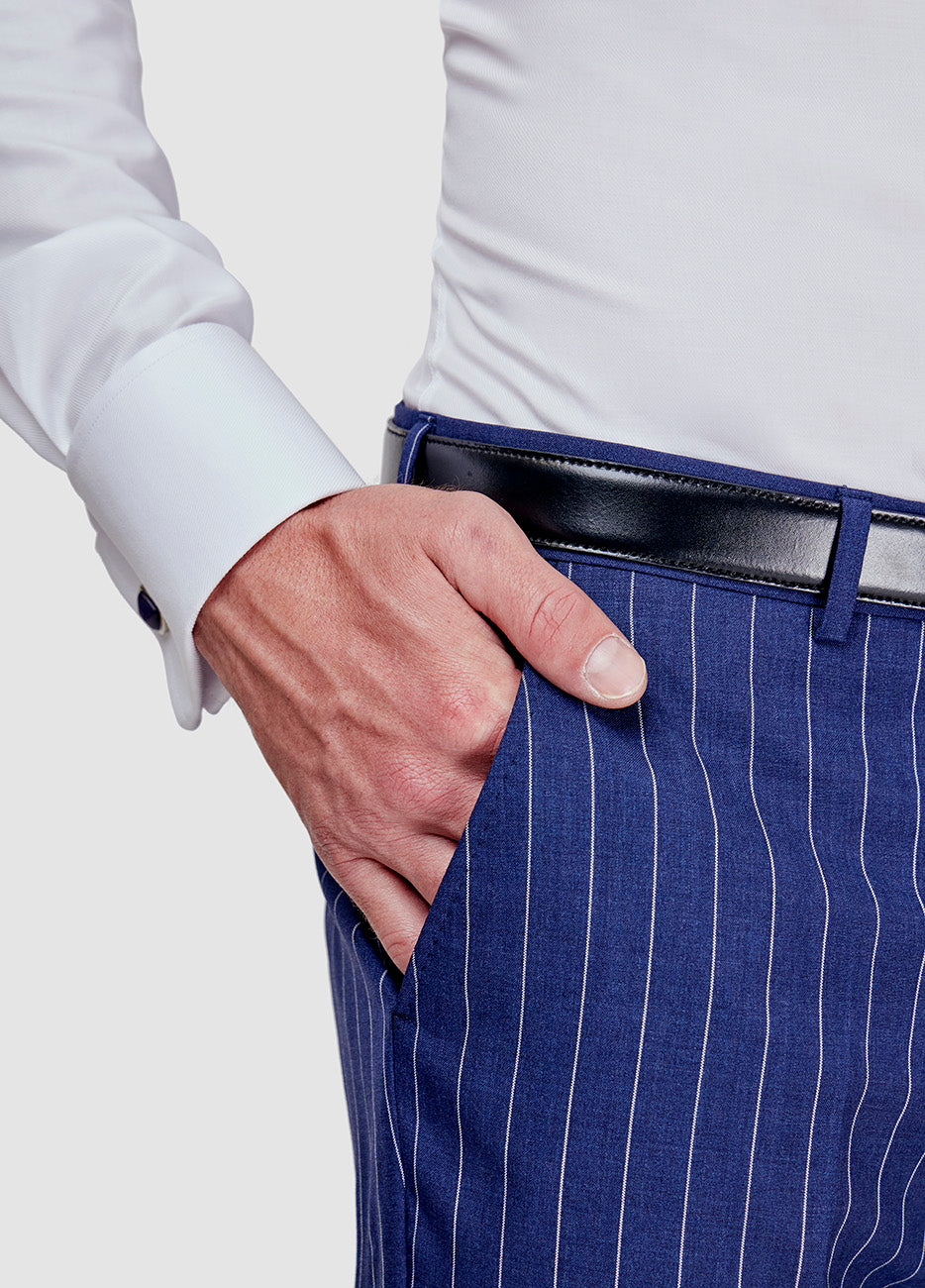 PANTALON RAYA DIPLOMATICA AZUL TURQUI Y BLANCO Havoc