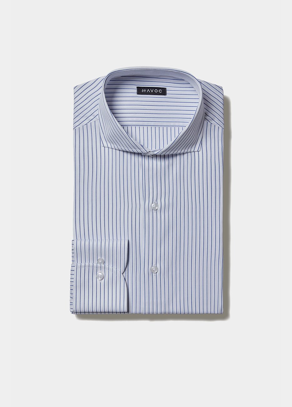 CAMISA DE RAYAS AZULES Y CONTRASTE AL TONO Havoc