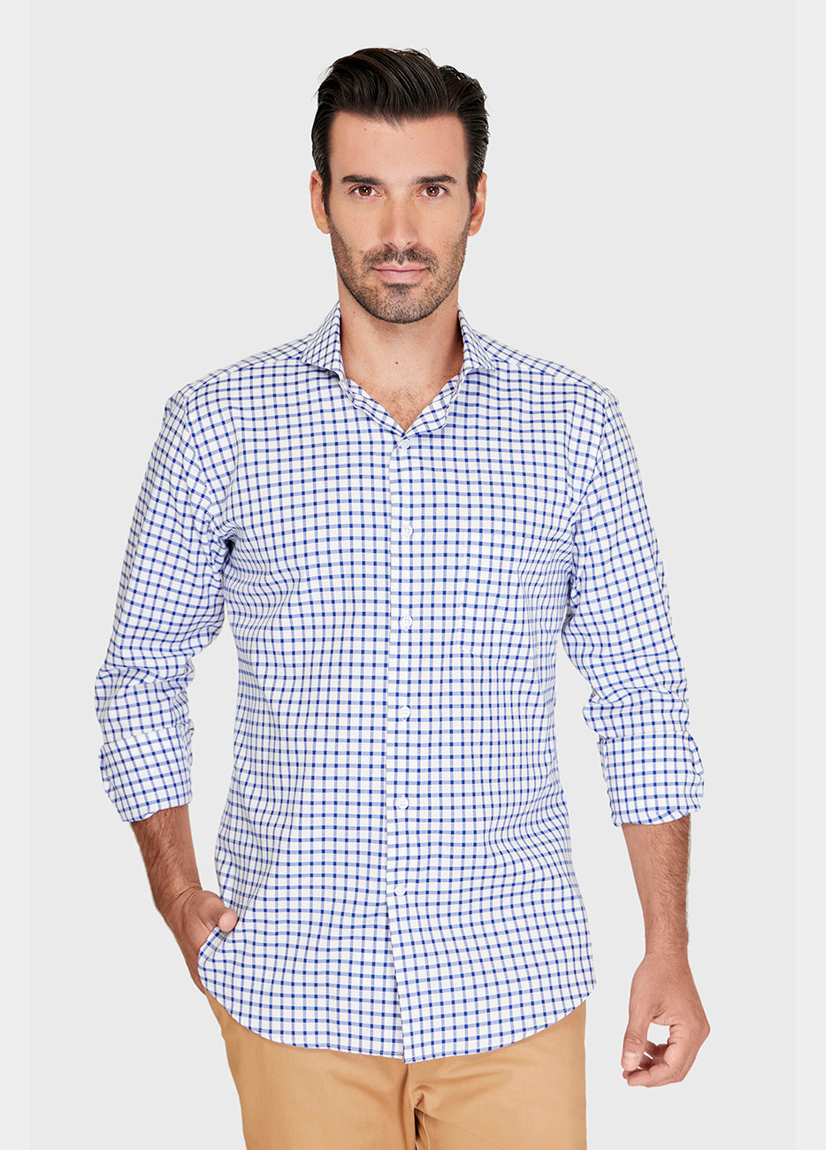 HAVOC Camisa De Macro Cuadro Azul Marino