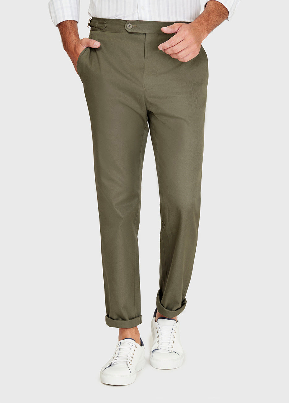 Pantalón Casual Tipo Chino Liso Verde Olivo| HAVOC
