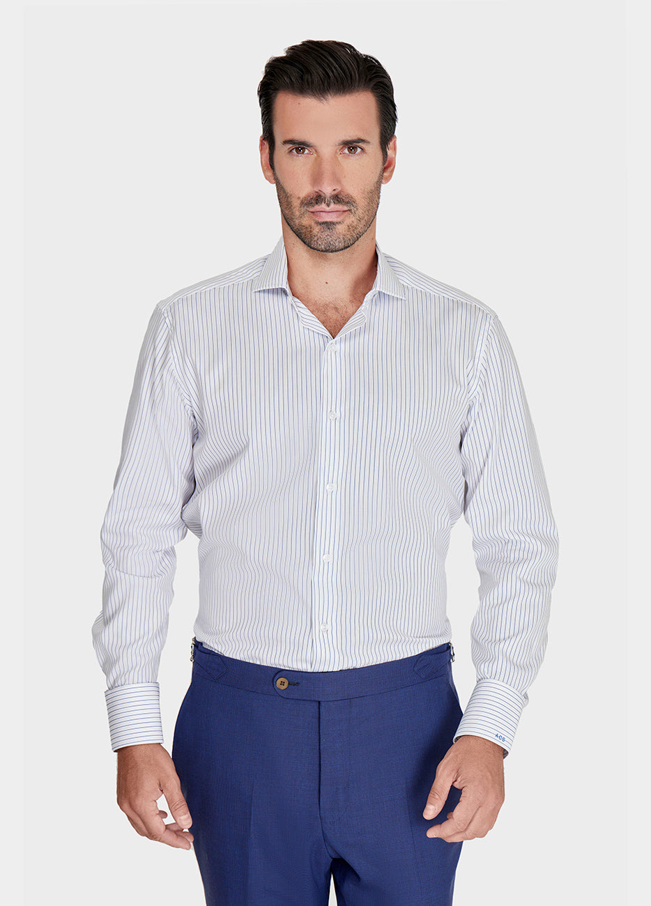 Camisa De Rayas Azules Y Contraste Al Tono| HAVOC