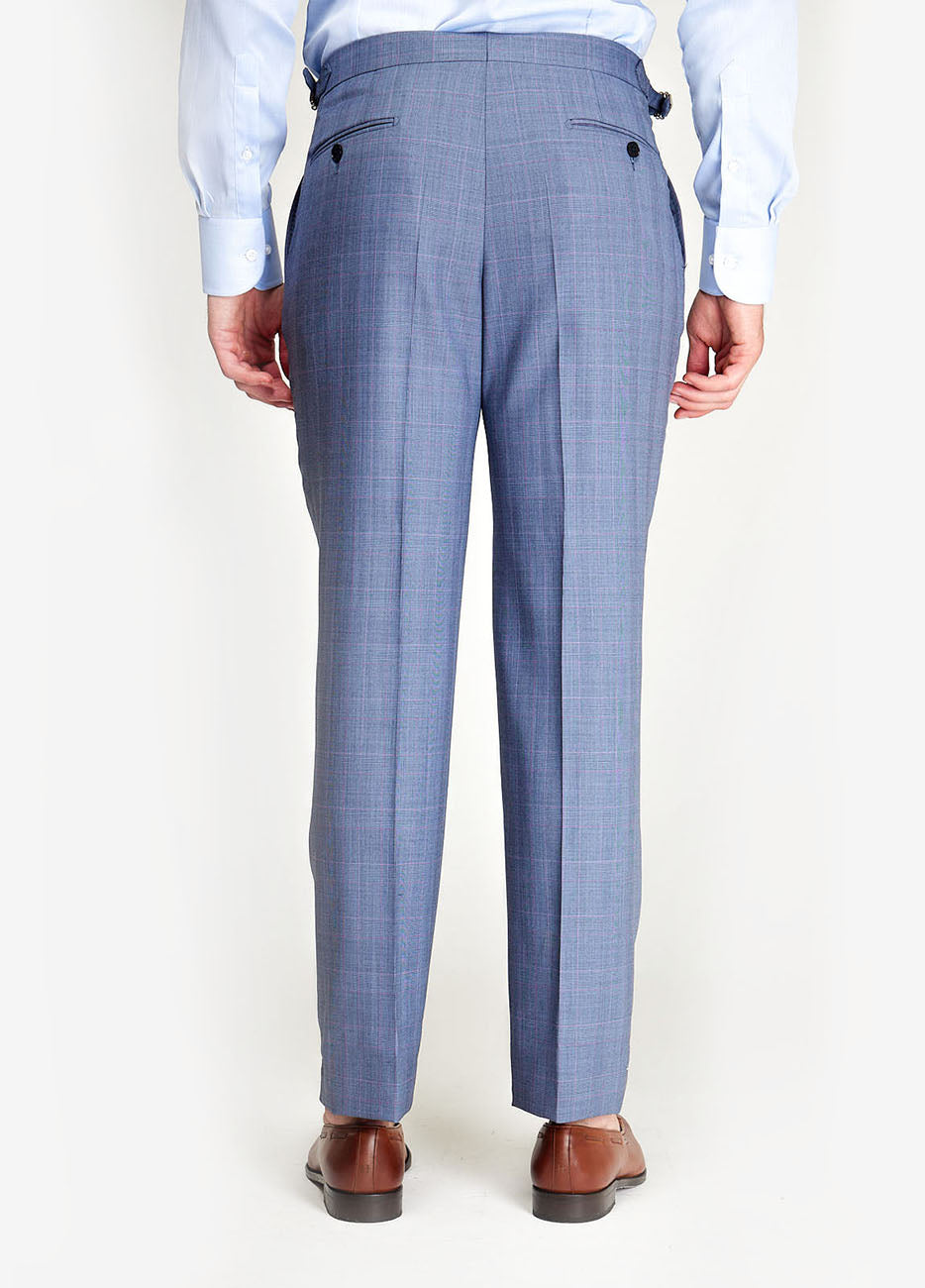 PANTALÓN AZUL PRINCIPE DE GALES CON ROSA Havoc