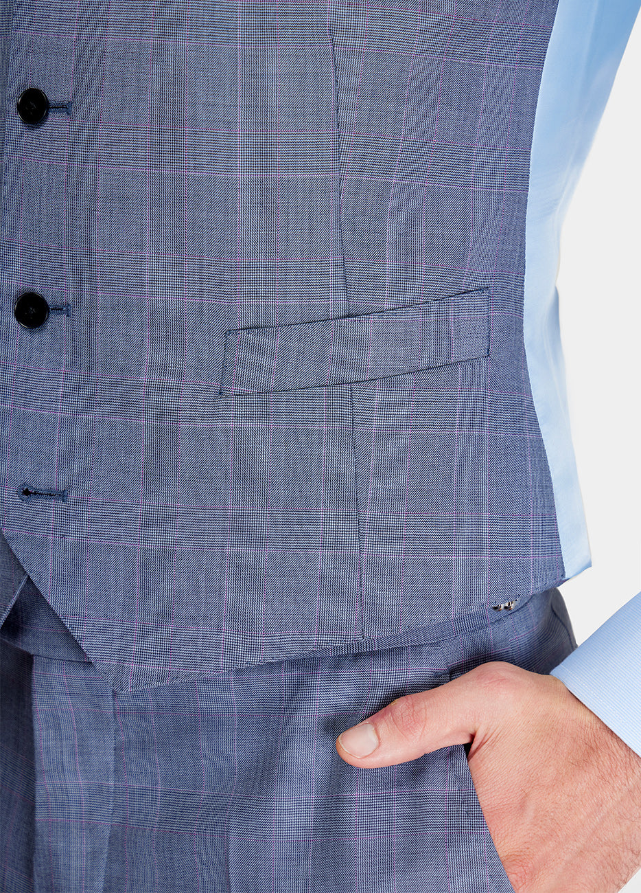 Chaleco Azul Principe De Gales Con Rosa| HAVOC