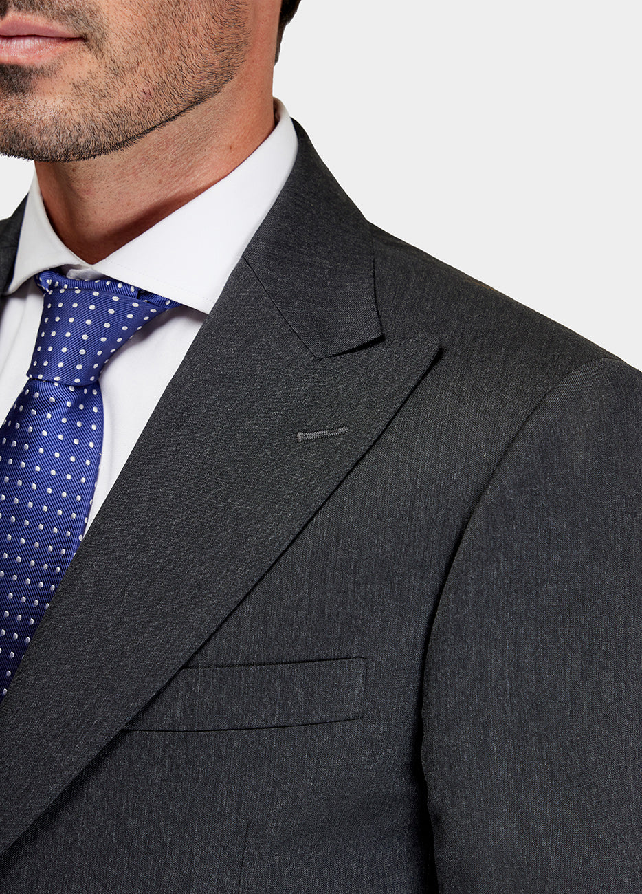 Traje Slim Fit Traje Gris Oxford Camisa Azul Marino Trajes Color