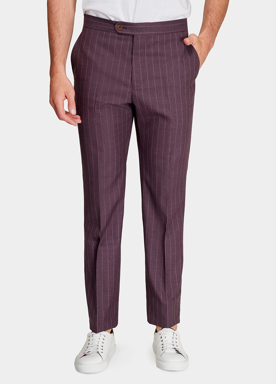 HAVOC Pantalón Raya Diplomatica Marron Y Blanco