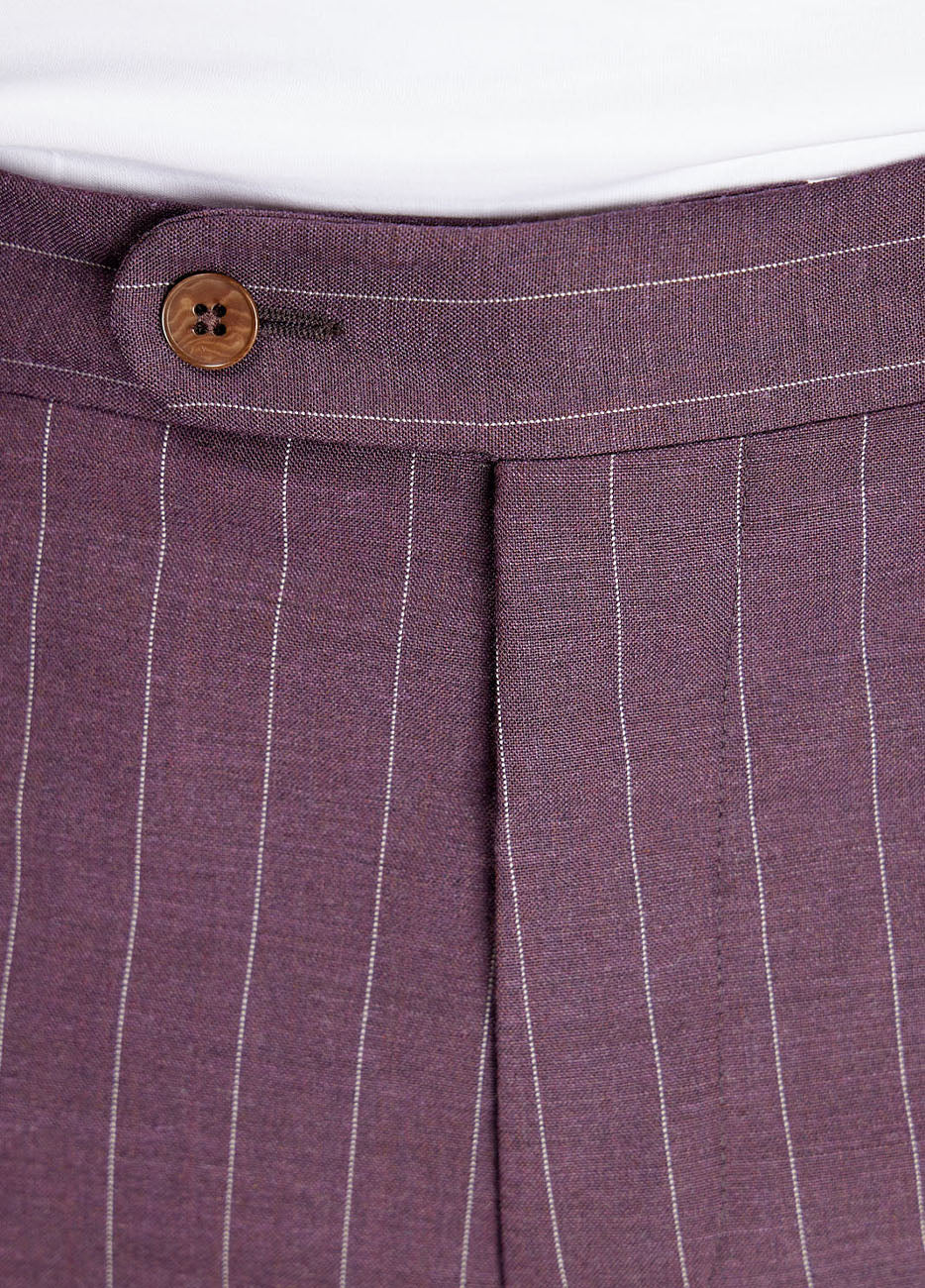 HAVOC Pantalón Raya Diplomatica Marron Y Blanco