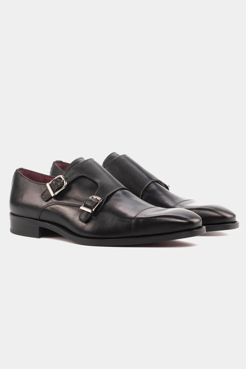 Zapato Double Monk Piel Calf Negra| HAVOC